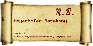 Mayerhofer Barakony névjegykártya